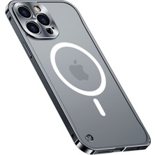 Hello-U iPhone 12 Mini Için Çizilmeye Dayanıklı Temperli Cam + Manyetik Kablosuz Şarjlı Metal Mat Telefon Kılıfı - Siyah  (Yurt Dışından)