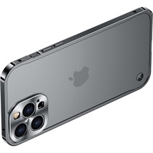 Hello-U iPhone 12 Mini Için Çizilmeye Dayanıklı Temperli Cam + Manyetik Kablosuz Şarjlı Metal Mat Telefon Kılıfı - Siyah  (Yurt Dışından)