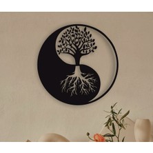 Diken Ying Yang Hayat Ağacı Ahşap Tablo