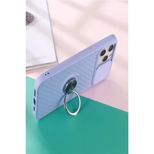 Caseart Apple iPhone Se Kapak Kamera Korumalı Yüzüklü Pastel Silikon Kılıf - Turkuaz