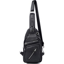 Erkek Bel Çantası 616 Guard Deri Body Bag Siyah