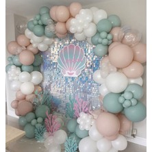 Trend Hediye Sepeti Deniz Kumu Metalik Beyaz kış Yeşili Pastel Beyaz Şeffaf Balon 75 Adet ve 5 M Balon Zinciri