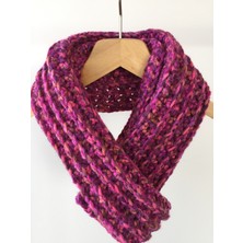 Mora Knit El Örgüsü Yünlü Çok Renkli Atkı
