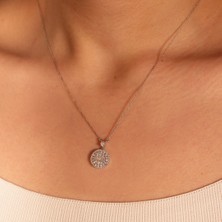 Adil Idil Kuyumculuk 14 Ayar Beyaz Altın Oval Baget Kolye