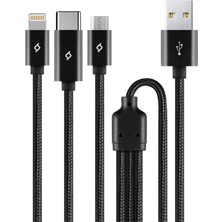 Ttec Alumicable Trio Şarj Kablosu 1mt. USB-C, Lightning, Micro USB