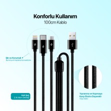 Ttec Alumicable Trio Şarj Kablosu 1mt. USB-C, Lightning, Micro USB