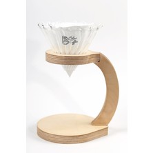 Dtabliss V60 Filtre Kahve Demleme Set Cam Dripper / Pour Over  Ahşap Stand Cam Seti V2