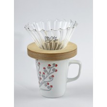 Dtabliss V60 Filtre Kahve Demleme Set Cam Dripper / Pour Over  Ahşap Halka Cam Seti