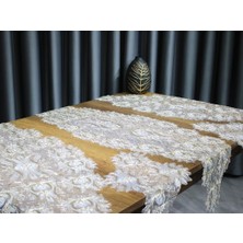 Çeyiz Diyarı Çınar Tül 5 Parça Salon Takımı Gold