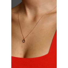 Hestia Silver Mini Pul Göz Rose Altın Kaplama Gümüş Kolye