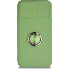 Case World Caseworld Apple iPhone 11 Kapak Kamera Korumalı Yüzüklü Pastel Silikon Kılıf - Açık Yeşil