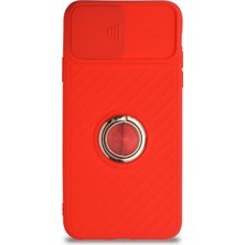 Case World Caseworld Apple iPhone 11 Pro Max Kapak Kamera Korumalı Yüzüklü Pastel Silikon Kılıf - Kırmızı