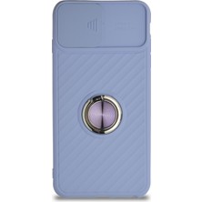 Guesche Guesche Apple iPhone 7 Plus Kapak Kamera Korumalı Yüzüklü Pastel Silikon Kılıf - Lila