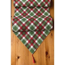 Stelo De Maro Plaid Ekose Desenli Runner Yeşil 40 x 150 cm