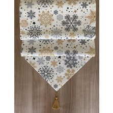 Stelo De Maro Snowy Red Kar Tanesi Desenli Runner Siyah - Gold - Krem 40 x 150 cm