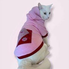 Kemique Pink Burgundy Bee Kapşonlu Sweatshirt  Kedi Kıyafeti