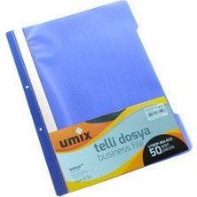 Umix A4 Telli Dosya 50'li Mavi 10'lu Paket (500 Adet)