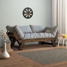 Woodesk Adalar Masif Ceviz-Gri Renk Ahşap 2li Kanepe CPT8113-210