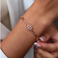 By Golden House Retro Evil Eye Pırlanta Bileklik