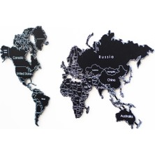 Colorfull Worlds Metal Dünya Haritası Yazılı, Metal Duvar Dekoru - Ev Ofis Hediye Duvar Dekorasyon