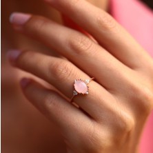 By Golden House Pink Quartz Yüzük