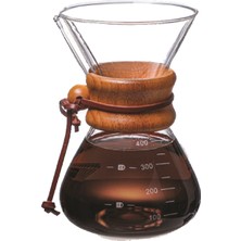 Avatto 800 ml Chemex  Ahşap Tutacaklı - Cam Kahve Demleme Sürahisi 6 Cup Coffee Pot