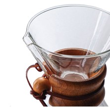 Avatto 800 ml Chemex  Ahşap Tutacaklı - Cam Kahve Demleme Sürahisi 6 Cup Coffee Pot