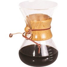 Avatto 800 ml Chemex  Ahşap Tutacaklı - Cam Kahve Demleme Sürahisi 6 Cup Coffee Pot