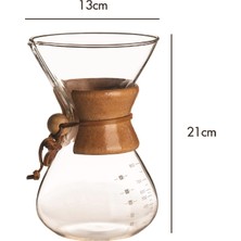 Avatto 800 ml Chemex  Ahşap Tutacaklı - Cam Kahve Demleme Sürahisi 6 Cup Coffee Pot