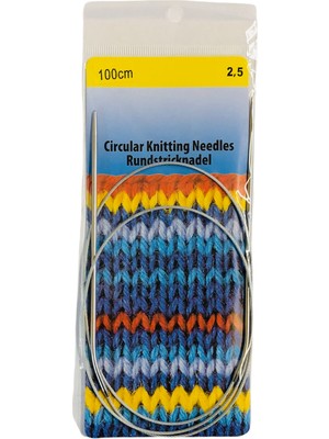 Çelik Telli Misinalı Şiş 100 cm 2,5 mm Örgü Şişi