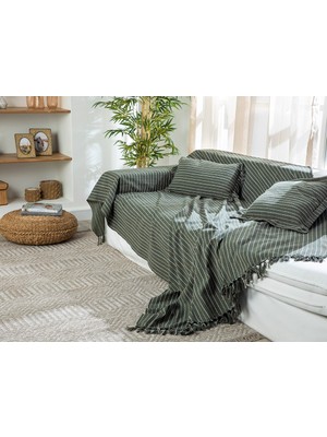 English Home Reverie Pamuk Dokuma Koltuk Örtüsü 170 x 250 cm Haki