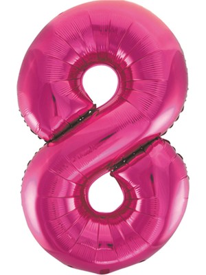 Partijet 8 Rakam Pembe Folyo Balon 40 cm