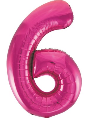 Partijet 6 Rakam Pembe Folyo Balon 40 cm