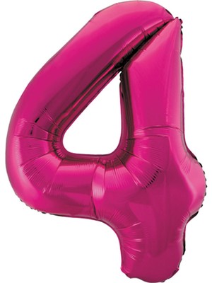 Partijet 4 Rakam Pembe Folyo Balon 40 cm