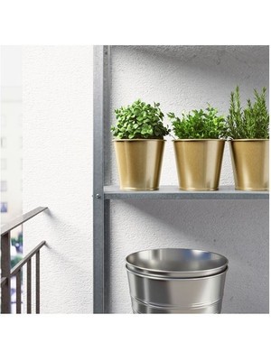 IKEA Gold Renk Bitki Çiçek Saksısı 12CM  Galvanizli Çelik