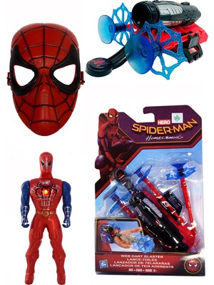 UDATOYS Örümcek Adam Spider Man Vantuz Ağ Ok Atıcı Fırlatıcı + Maske ve 17CM Işıklı Figür Seti