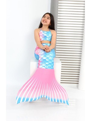 Rapapa Kız Çocuk Deniz Kızı Mayo Kostüm Mavi 0405-