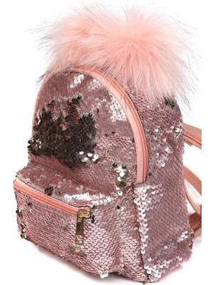 Dzc Kuzenler Avm Çocuk Sırt Çanta Payetli Pullu Ponponlu Pembe