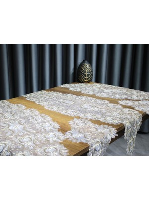 Çeyiz Diyarı Çınar Tül 5 Parça Salon Takımı Gold