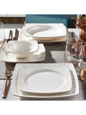 GÜRAL PORSELEN Vivente 8 Parça 2 Kişilik Bone Yemek Takımı -  Copper Bakır