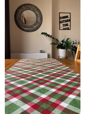 Stelo De Maro Plaid Ekose Desenli Runner Yeşil 40 x 150 cm