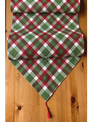 Stelo De Maro Plaid Ekose Desenli Runner Yeşil 40 x 150 cm