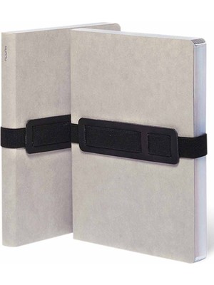 Nuuna Defter Voyager L Grey (Telefon ve Kalem Tutucu Elastik Şeritli - 256 Gri Noktalı Sayfa)