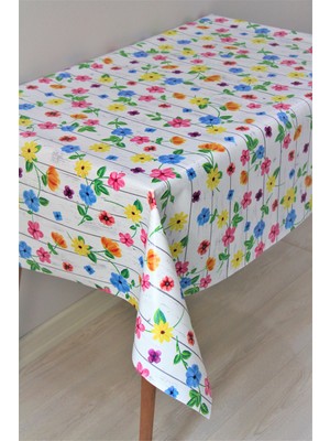 Dede Ev Tekstil Elyaf Astarlı Silinebilir Pvc Muşamba Masa Örtüsü 200-A Renkliçiçekler