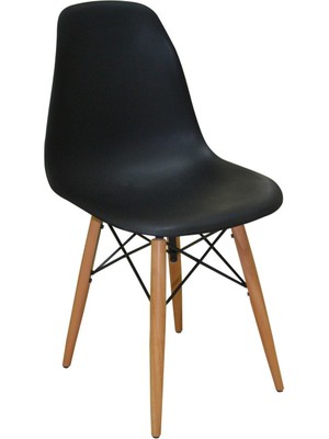 Woodesk Luna Ağaç Ayaklı 2 ADET Siyah Eames Sandalye SND3011-2SYH