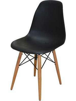 Woodesk Luna Ağaç Ayaklı 2 ADET Siyah Eames Sandalye SND3011-2SYH