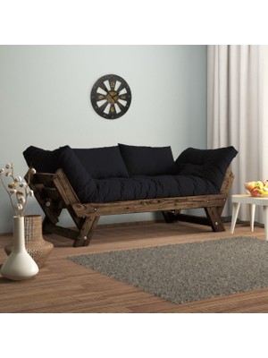Woodesk Adalar Masif Ceviz-Siyah Renk 2li Kanepe CPT8117-210