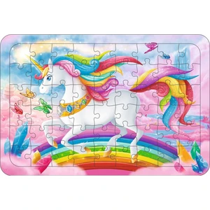 Güven Serigrafi Unicorn 7  54 Parça Ahşap Çerçeveli Puzzle Yapboz