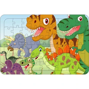 Güven Serigrafi Dinozor 2  54 Parça Ahşap Çerçeveli Puzzle Yapboz