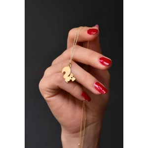 925 Ayar Gümüş Gold Kaplama Kesim Fındık Kurdu Sincap Kolye